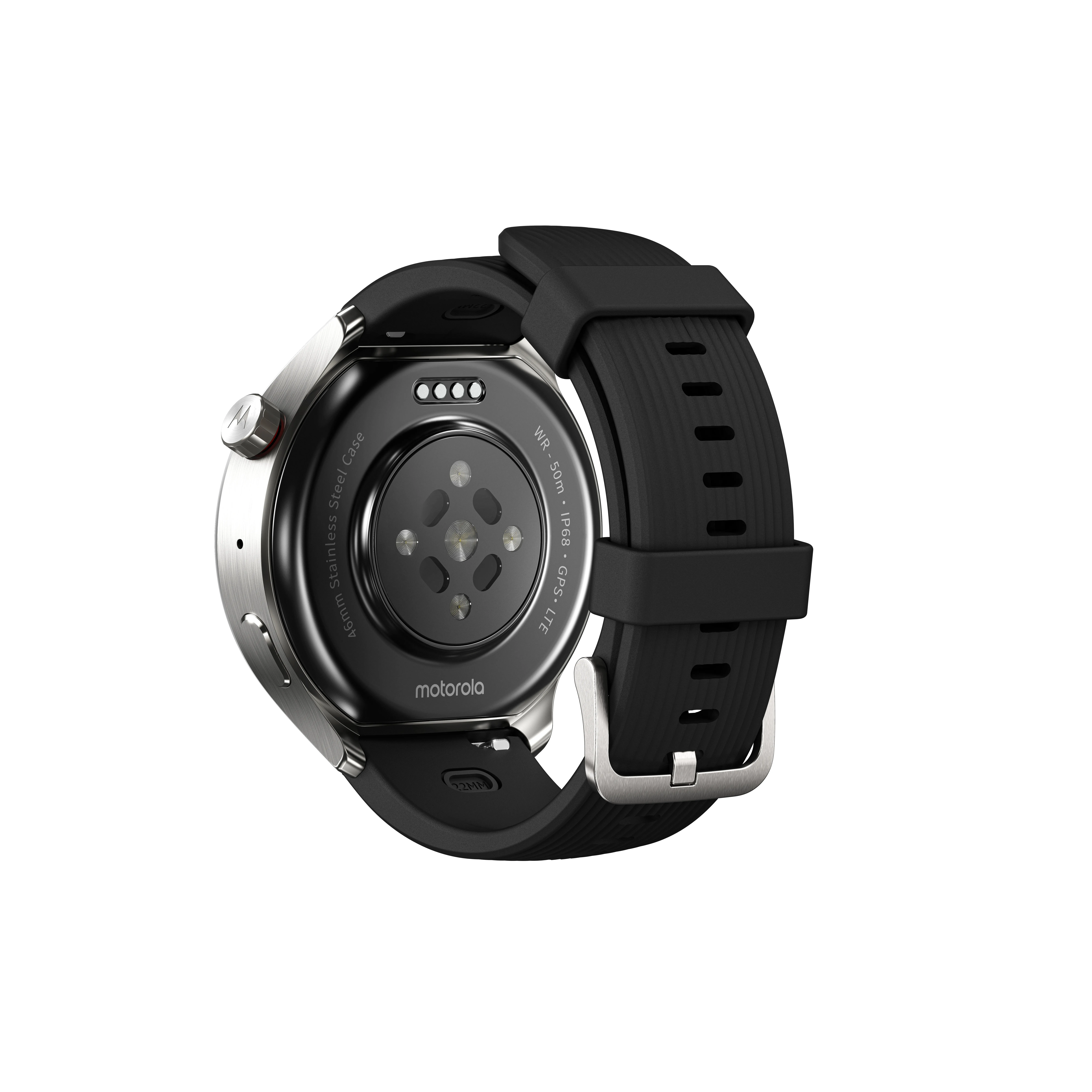 Motorola Moto Watch Ultra 4G, 46mm Sports Watch, Black/Bordeaux