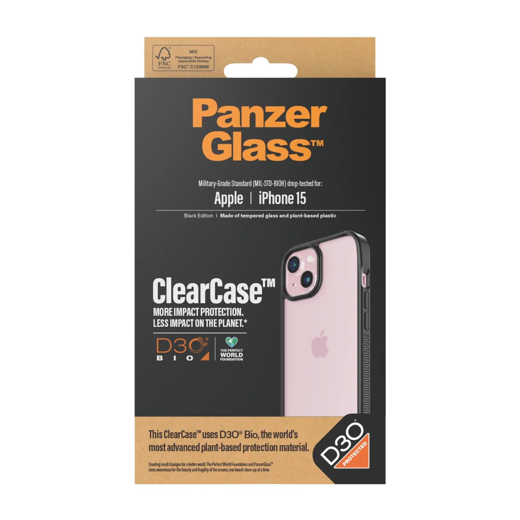 PanzerGlass iPhone 15 ClearCase -suojakuori, Läpinäkyvä