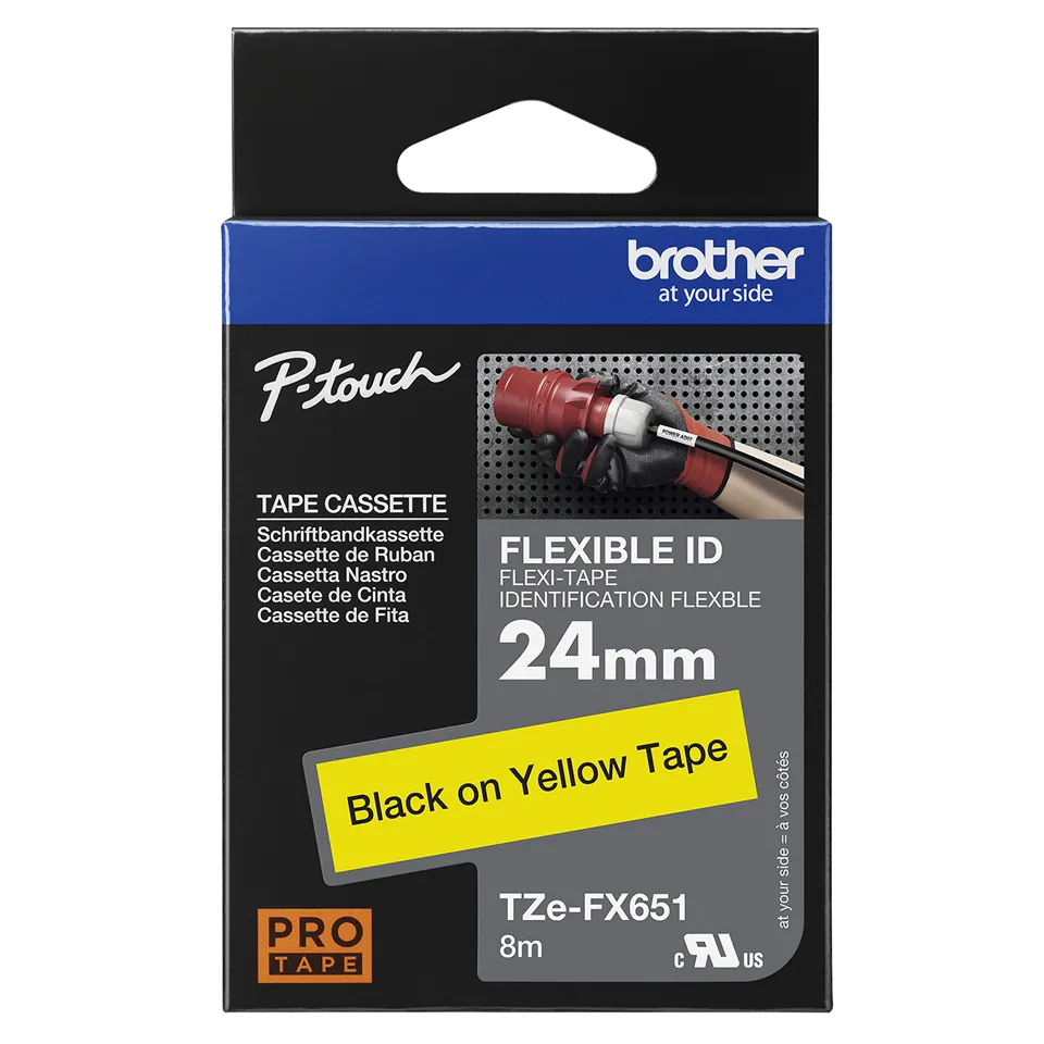 BROTHER TZEFX651 24 BLACK ON YELLOW FLEX