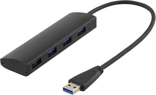 Deltaco USB 3.0 hubb, 4xTyp A hona, aluminium, svart