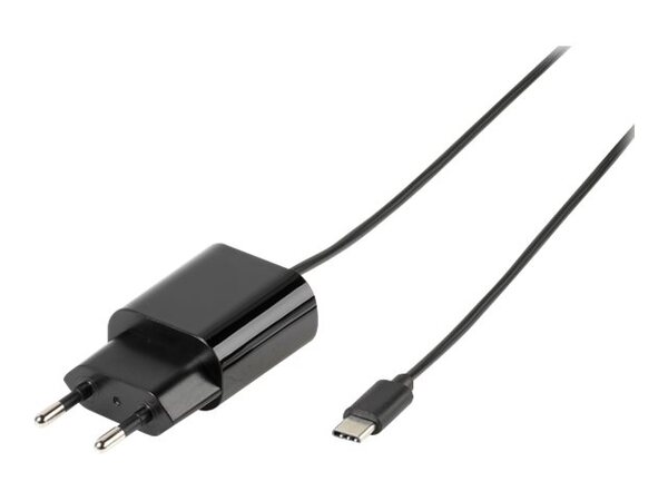 VIVANCO USB-C Kotilaturi kaapelilla 2.1A Musta
