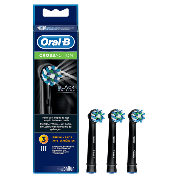 BRAUN VAIHTOHARJA ORAL-B CrossAction Black 3ct, paketissa 3kpl mustaa CrossAction vaihtoharjaa. UUTUUS!