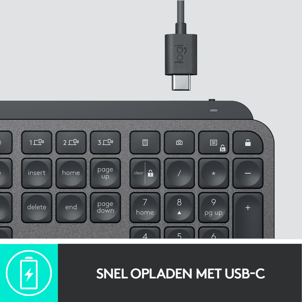 Logitech MX Keys -langaton n&auml;pp&auml;imist&ouml;, grafiitti