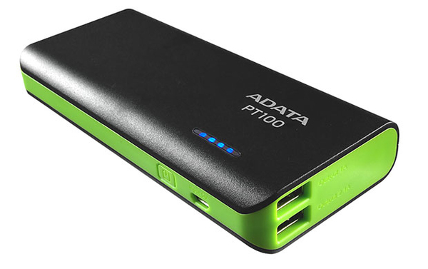 A-Data PT100 Power Bank 10000mAh - svart/gr&ouml;n