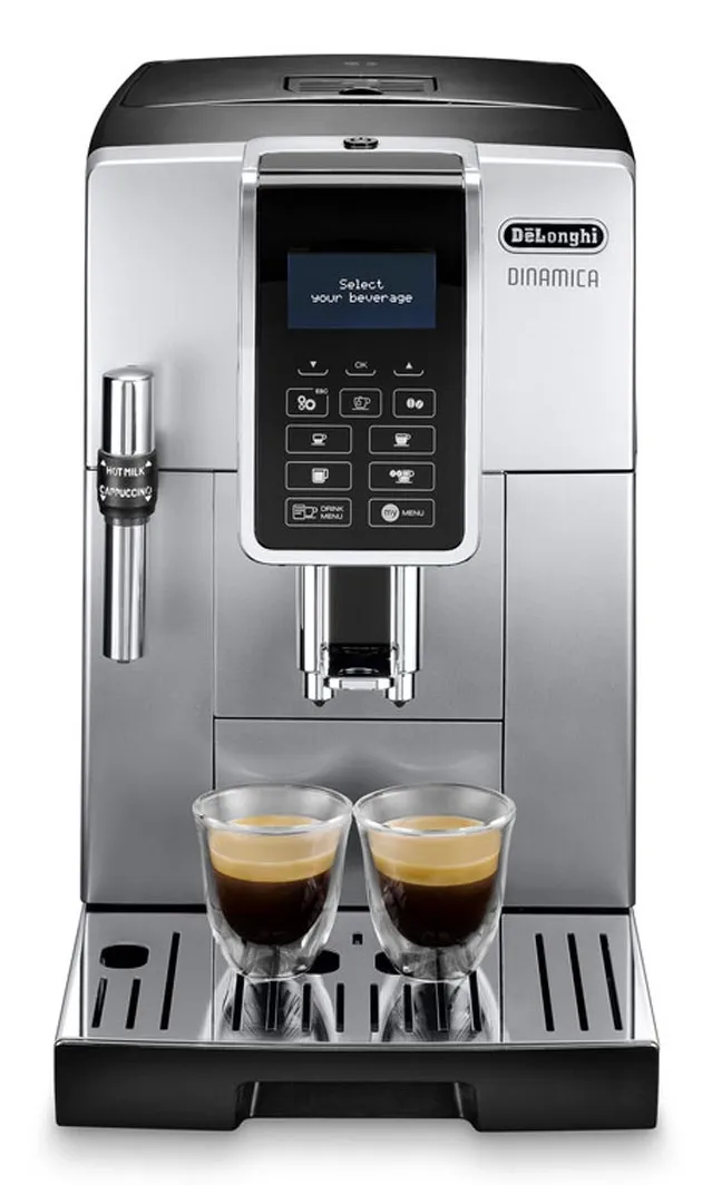 De'Longhi Dinamica ECAM 350.35.SB -t&auml;ysautomaattinen espressokone, musta/hopea