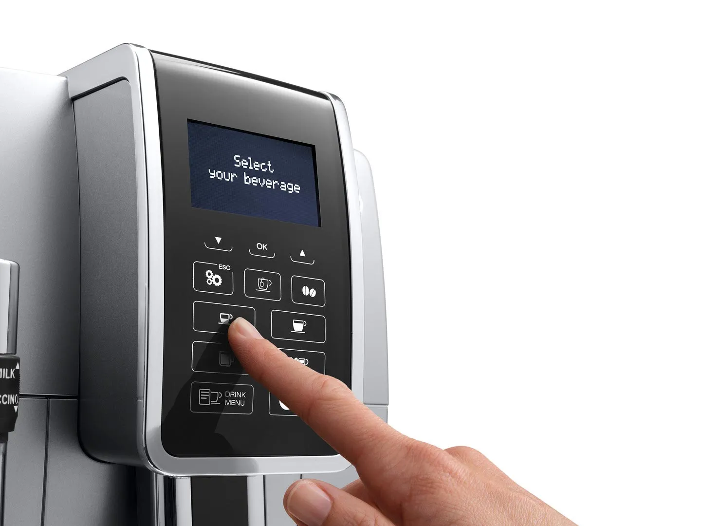 De'Longhi Dinamica ECAM 350.35.SB -t&auml;ysautomaattinen espressokone, musta/hopea