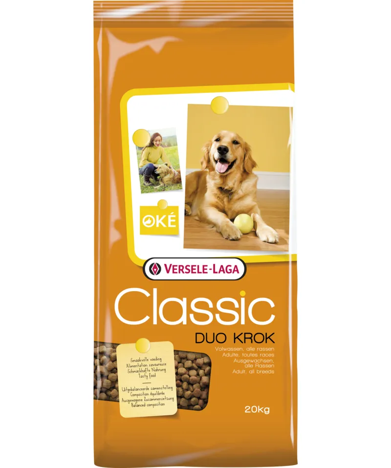 Versele-Laga Classic Dog Duo Krok, Torrfoder f&ouml;r hund, Senior, 20 kg