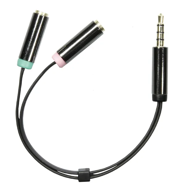 Deltaco  3.5mm – 2 x 3.5mm - audio cable, male/female, 0.1 m, Black