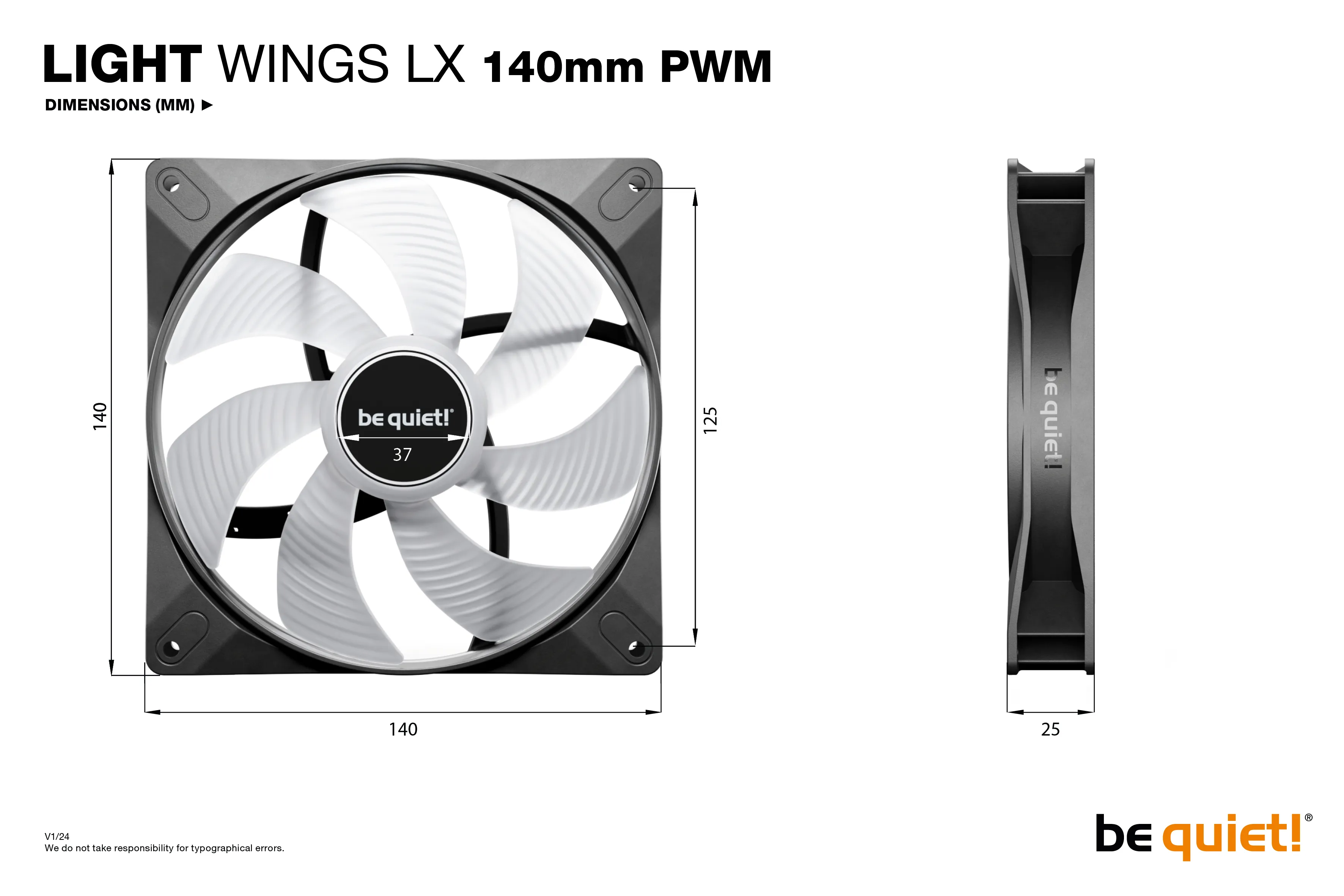 be quiet! Light Wings LX 140mm PWM - case fan, black