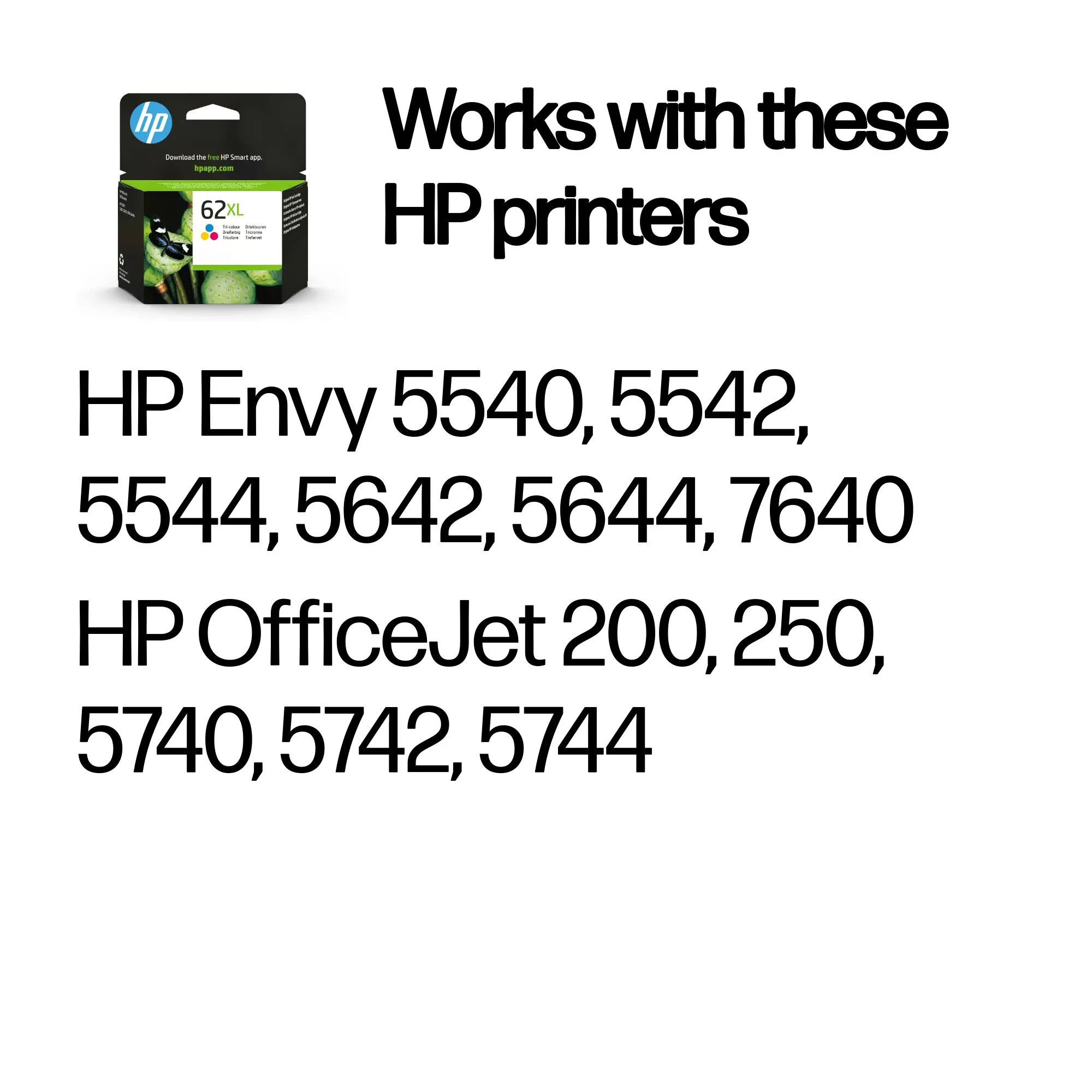 HP 62 XL ink cartridge, 11.5 ml, Tri-color