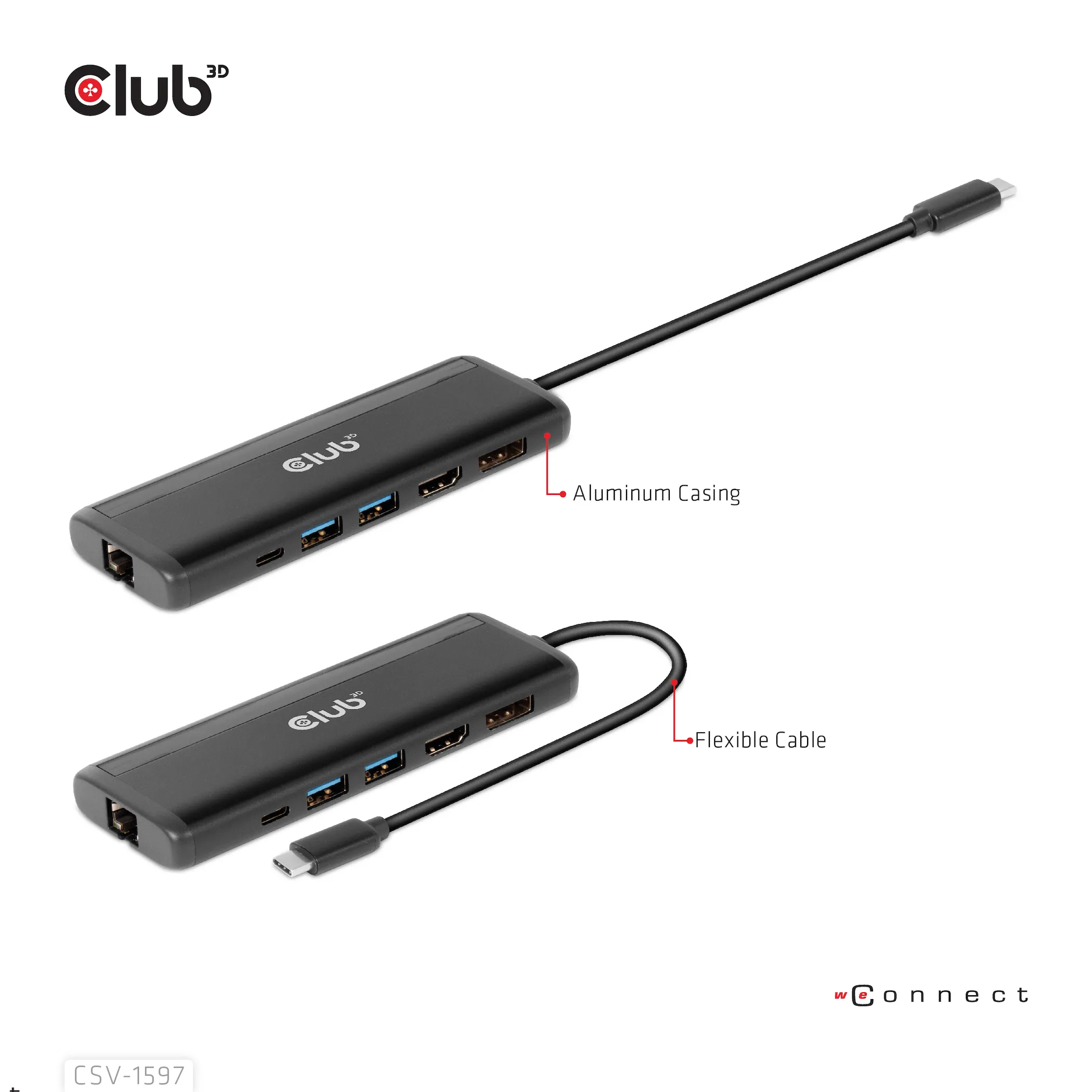 Club 3D 3.2 Gen1 USB-C 8-in-1 - dock, Black