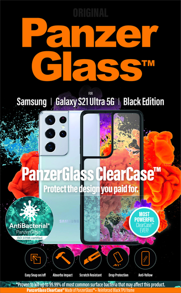 PanzerGlass ClearCase, Galaxy S21 Ultra - Case, Black, Transparent
