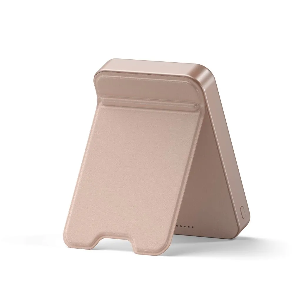 Satechi Qi2 10K - magnetisk powerbank med stativ, Desert Rose