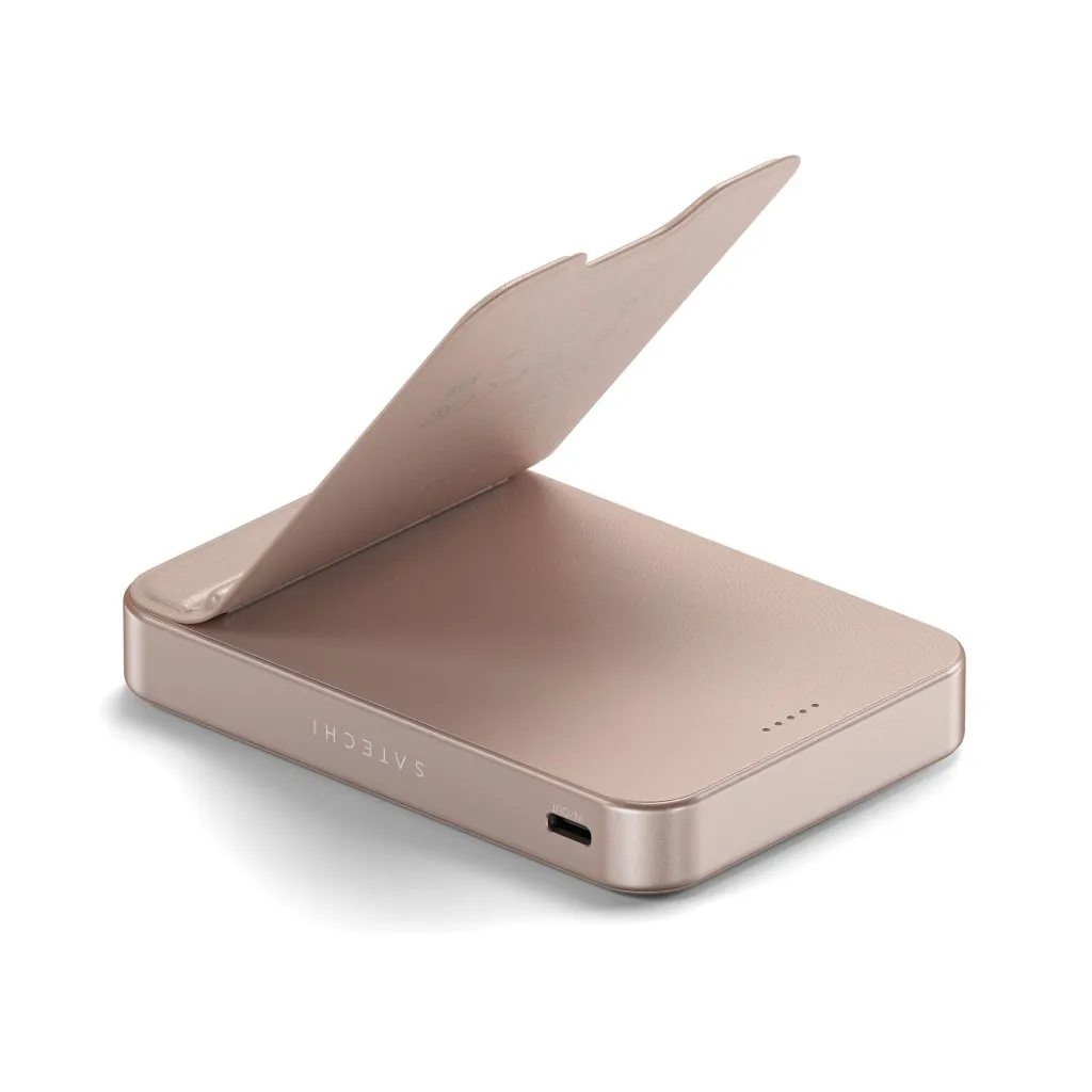 Satechi Qi2 10K - magnetisk powerbank med stativ, Desert Rose