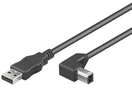 Microconnect USB 2.0 Type-A - Type-B kulma 1 metri - USB-kaapeli, Musta