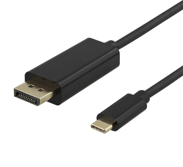 Deltaco USB-C - DisplayPort 1.2 -kaapeli, Musta, 2m