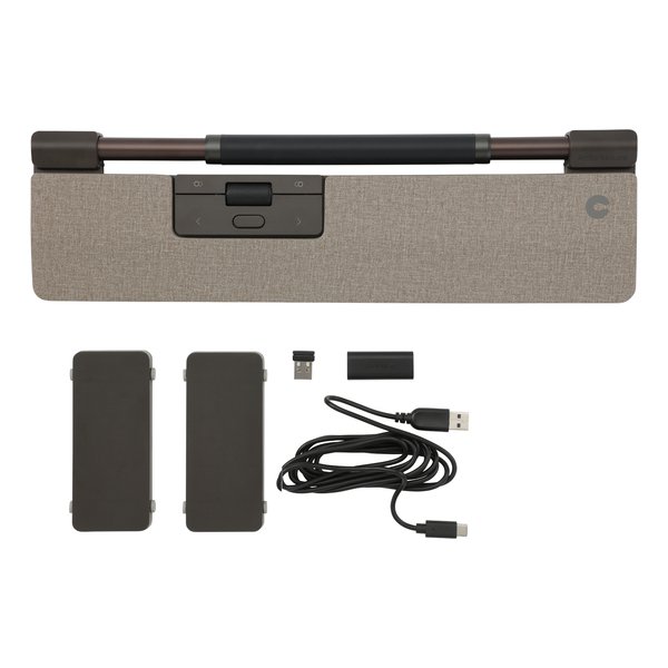 Contour RollerMouse Pro - roller mouse + Slim wrist rest, light grey fabric leather