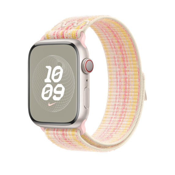Apple Watch 45 mm - Nike Sportloop, Starlight/Pink