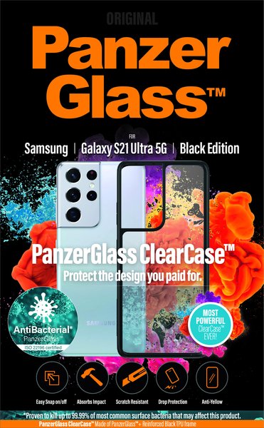 PanzerGlass ClearCase, Galaxy S21 Ultra - Case, Black, Transparent