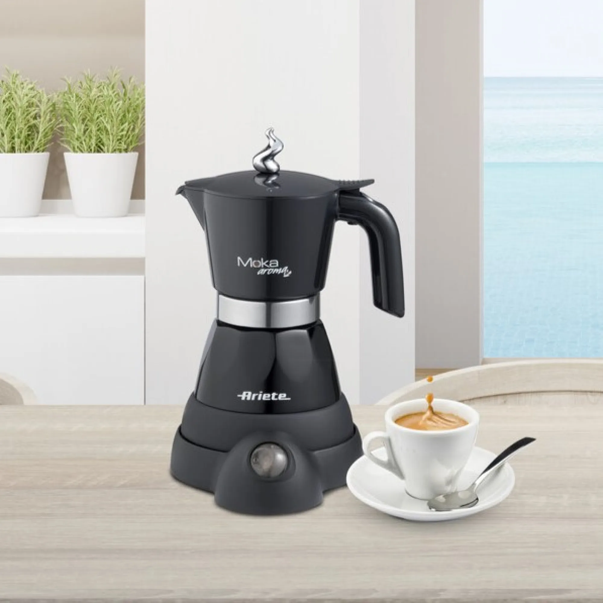 Ariete Moka Aroma mokabryggare, 6 koppar, plast, aluminium, rostfritt st&aring;l, svart