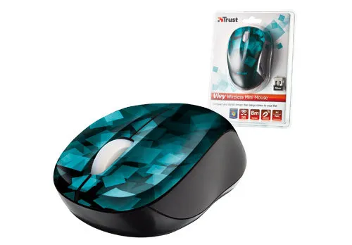 Vivy Wireless Mini Mouse - Aqua Blocks