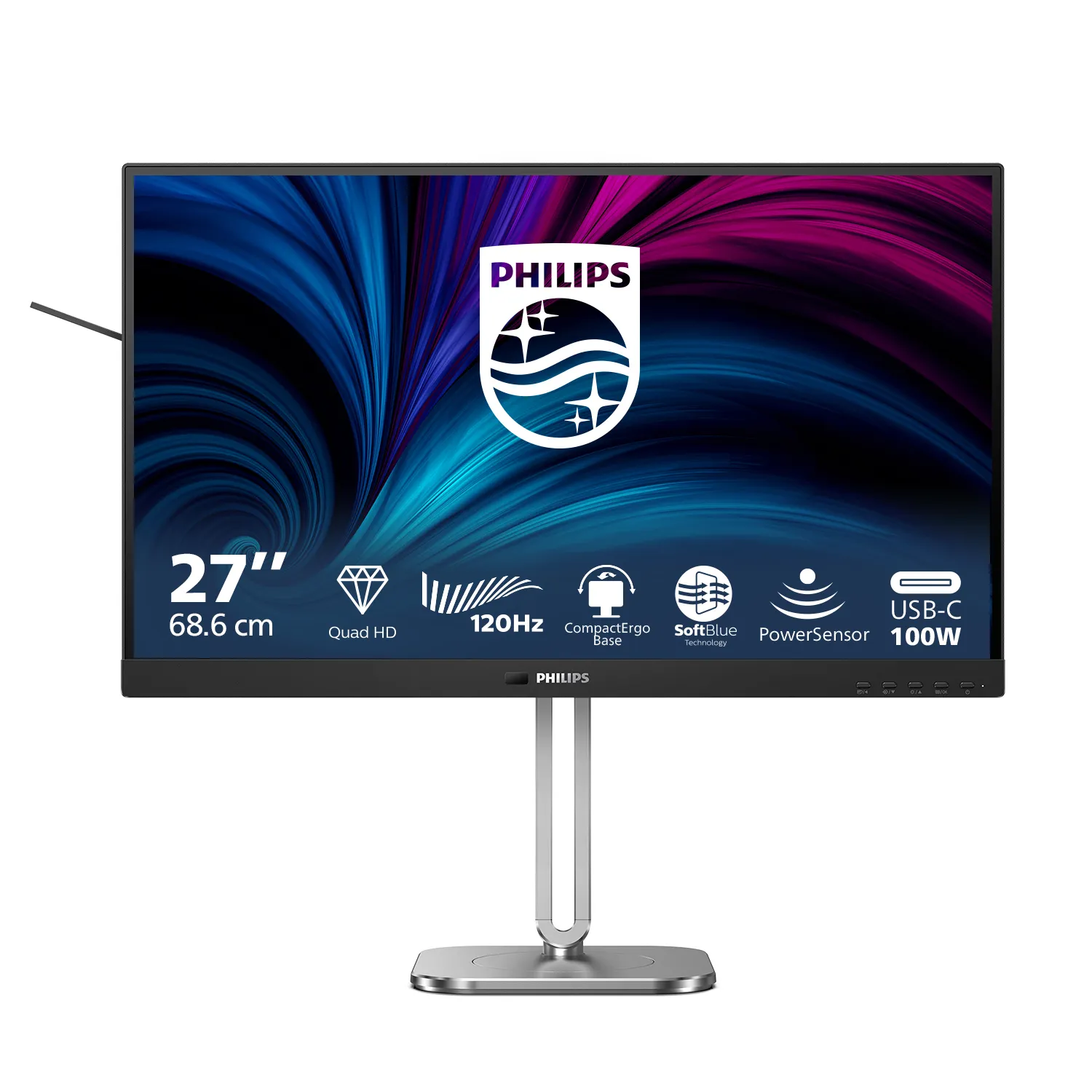 (L&ouml;yt&ouml;nurkka) Philips 27B2U4601/00 27" QHD, IPS -n&auml;ytt&ouml;, USB-C hub