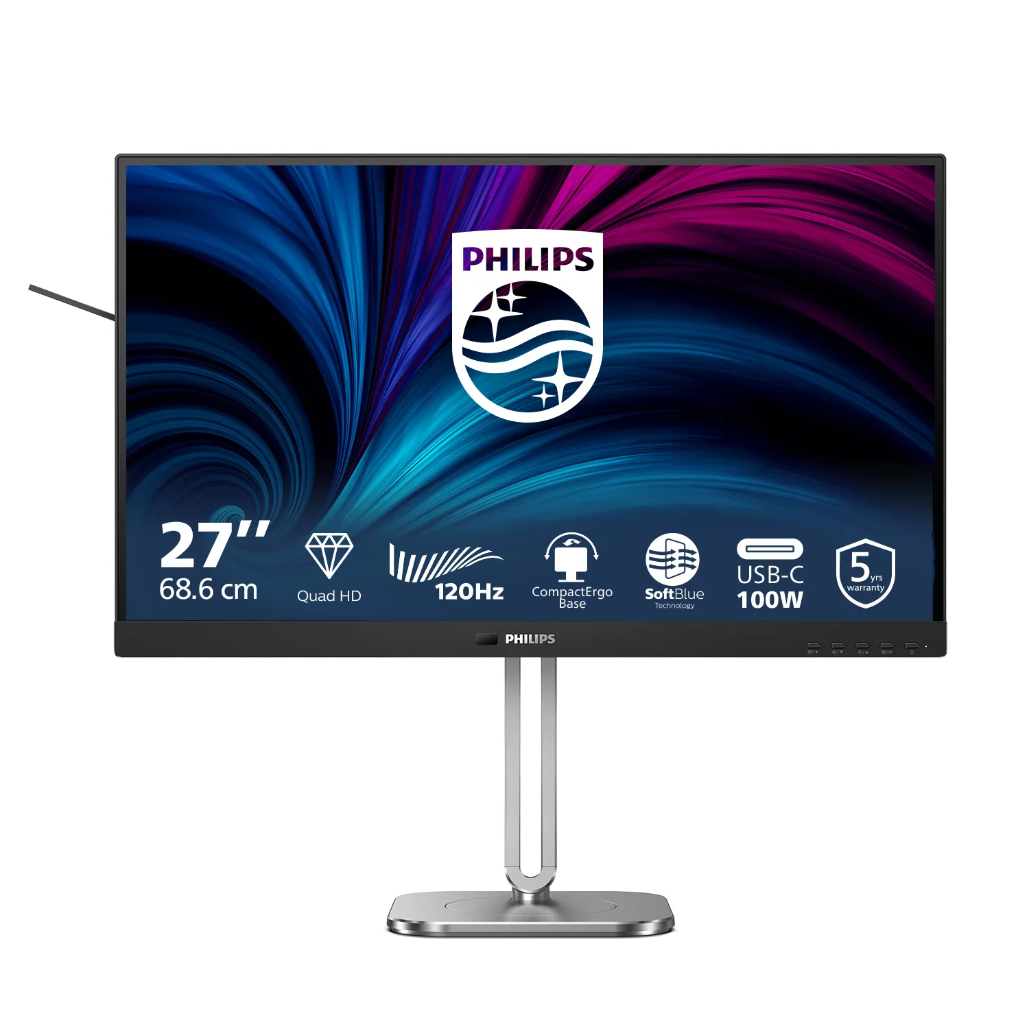 (L&ouml;yt&ouml;nurkka) Philips 27B2U4601/00 27" QHD, IPS -n&auml;ytt&ouml;, USB-C hub