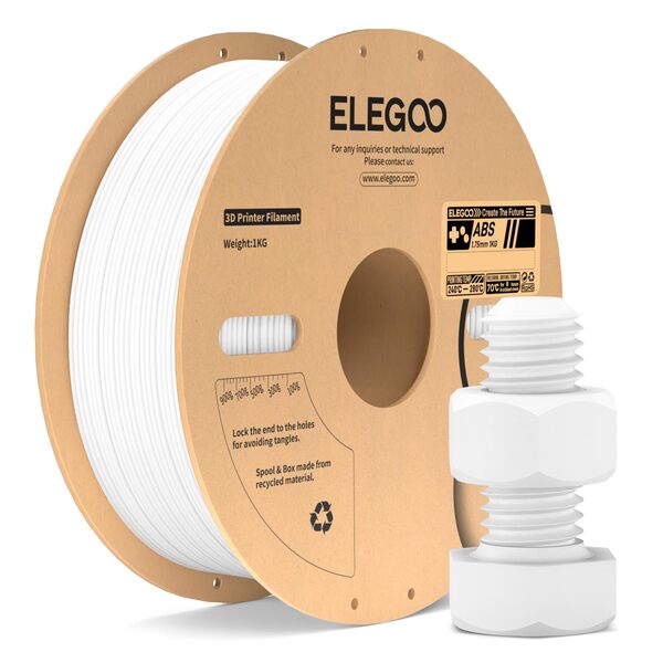 ELEGOO ABS 1.75 mm, 1 kg -3D-tulostusfilamentti, valkoinen