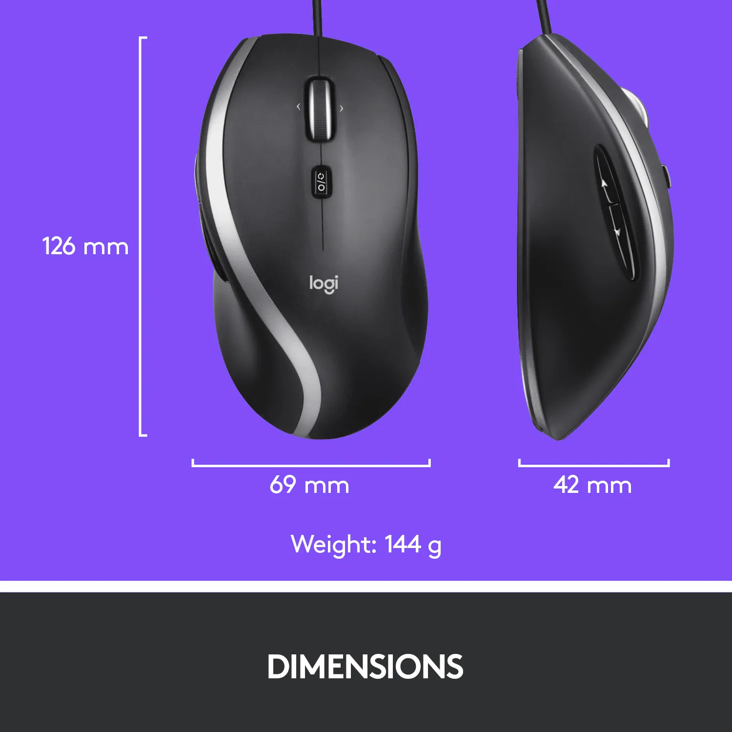 Logitech M500s tr&aring;dbunden mus, svart