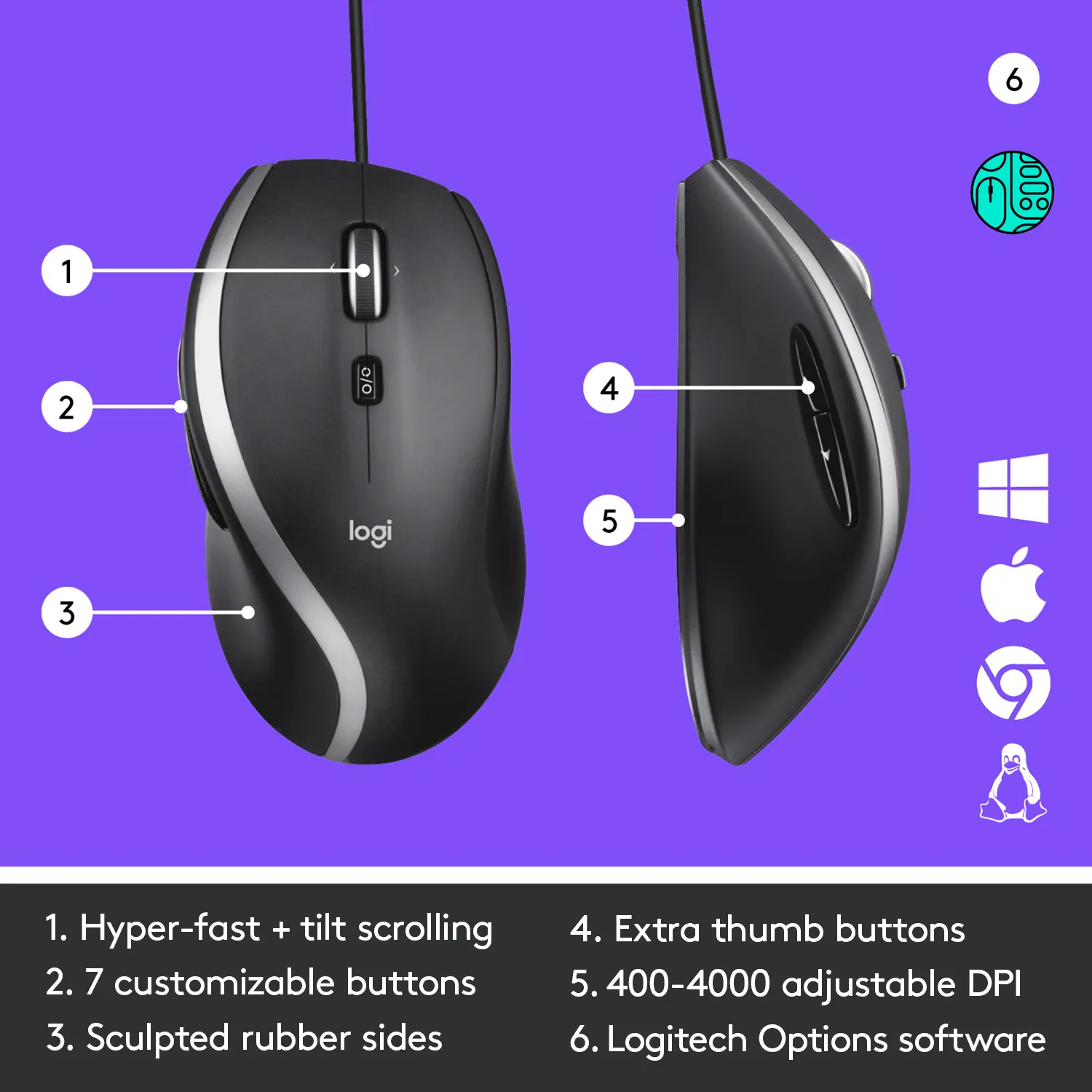 Logitech Corded Mouse M500 - mus, Svart
