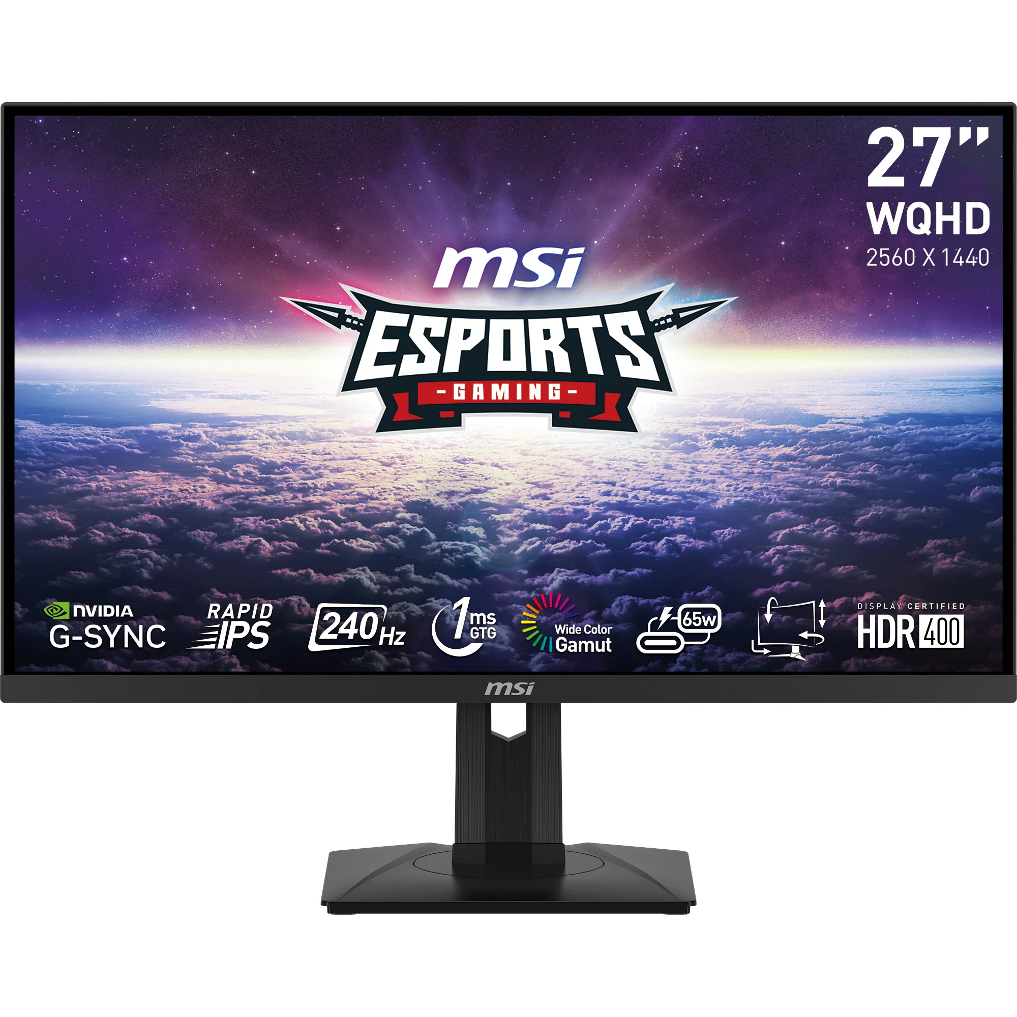 MSI G274QPXDE 27 2560 x 1440 (2K) HDMI DisplayPort USB-C 240Hz Pivot Sk&aelig;rm