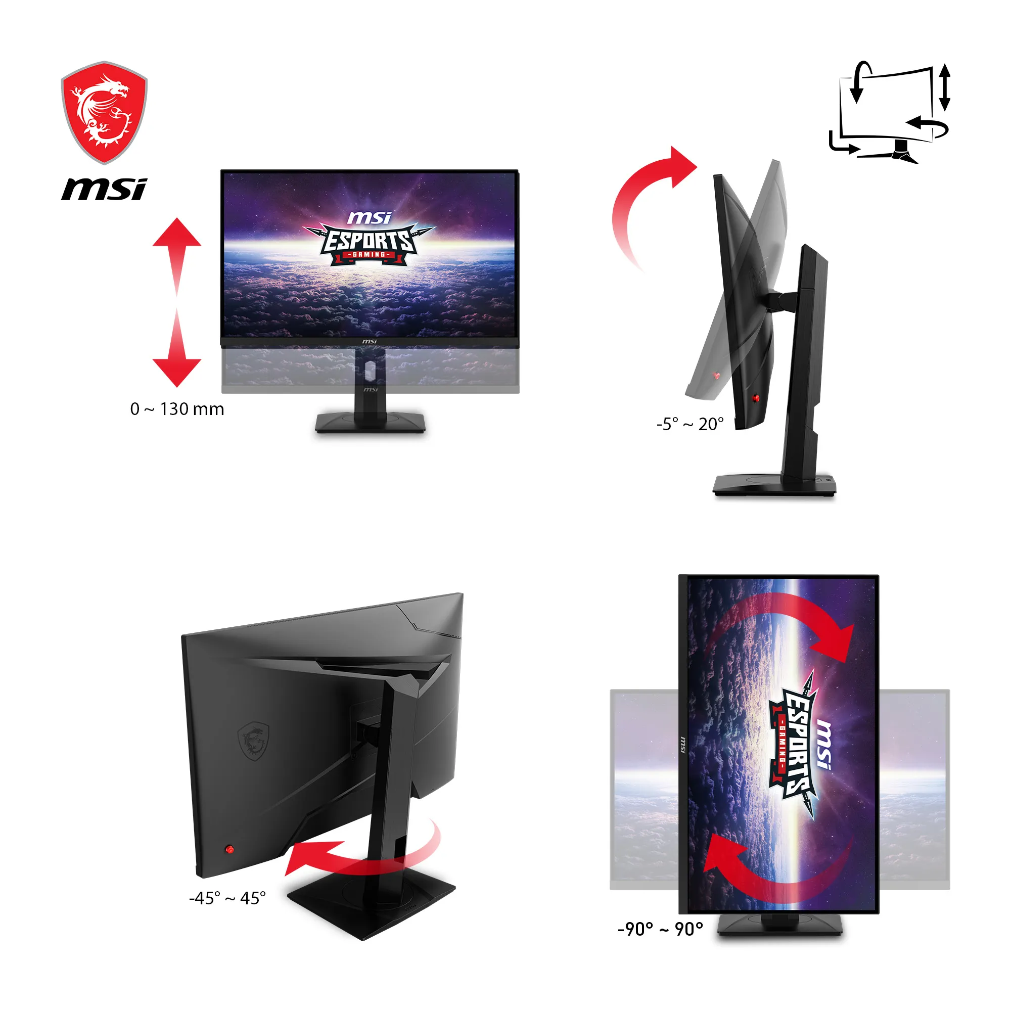 MSI G274QPXDE 27 2560 x 1440 (2K) HDMI DisplayPort USB-C 240Hz Pivot Sk&aelig;rm