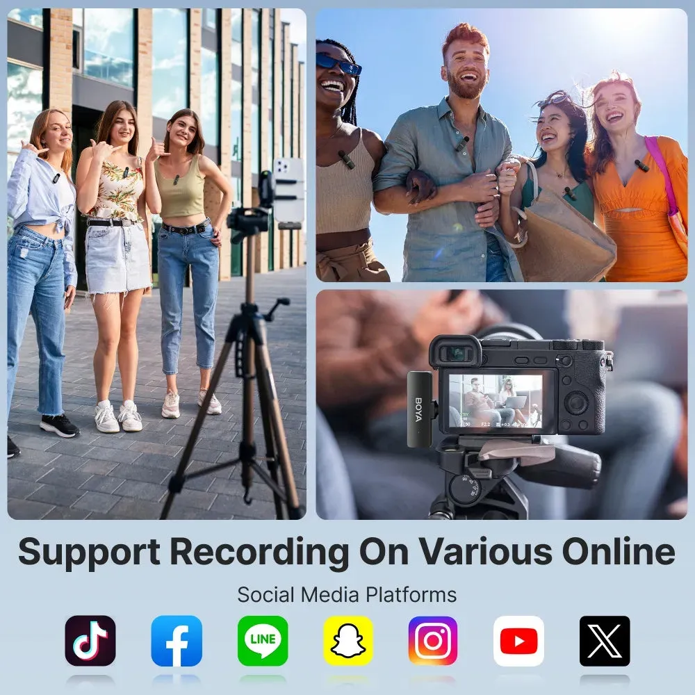 BOYA BY-V4, Condenser Wireless Lavalier Microphone (incl. 4 transmitters + 1 receiver + case), Black