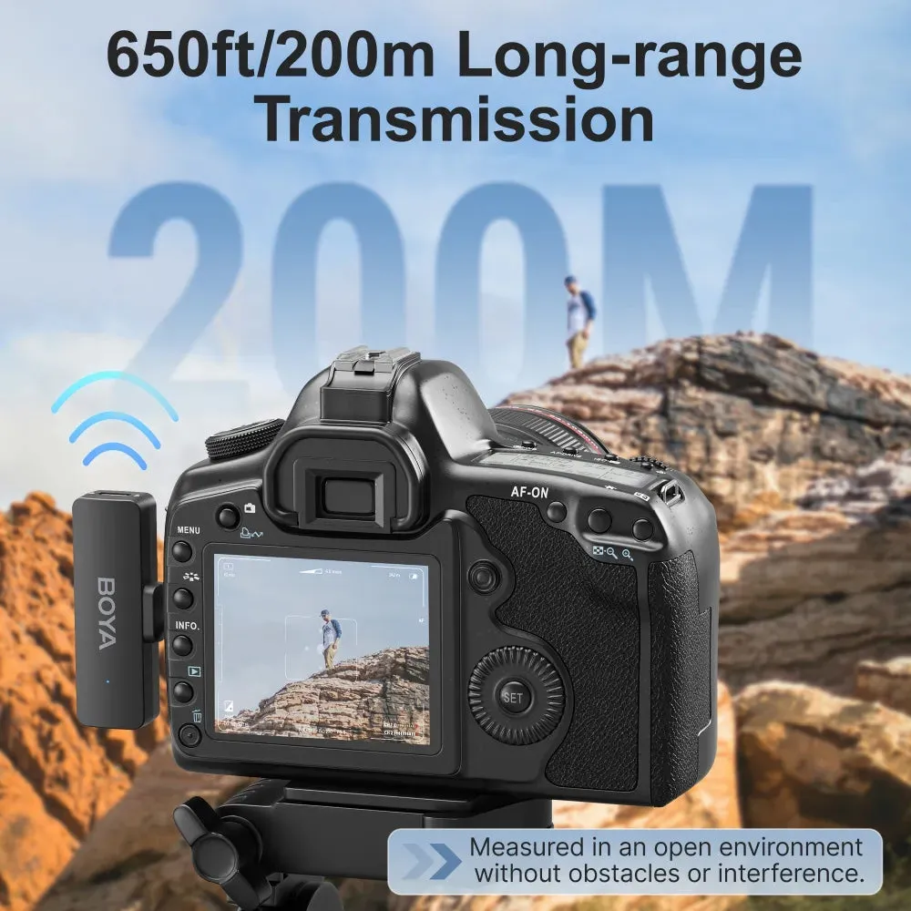 BOYA BY-V4, Condenser Wireless Lavalier Microphone (incl. 4 transmitters + 1 receiver + case), Black