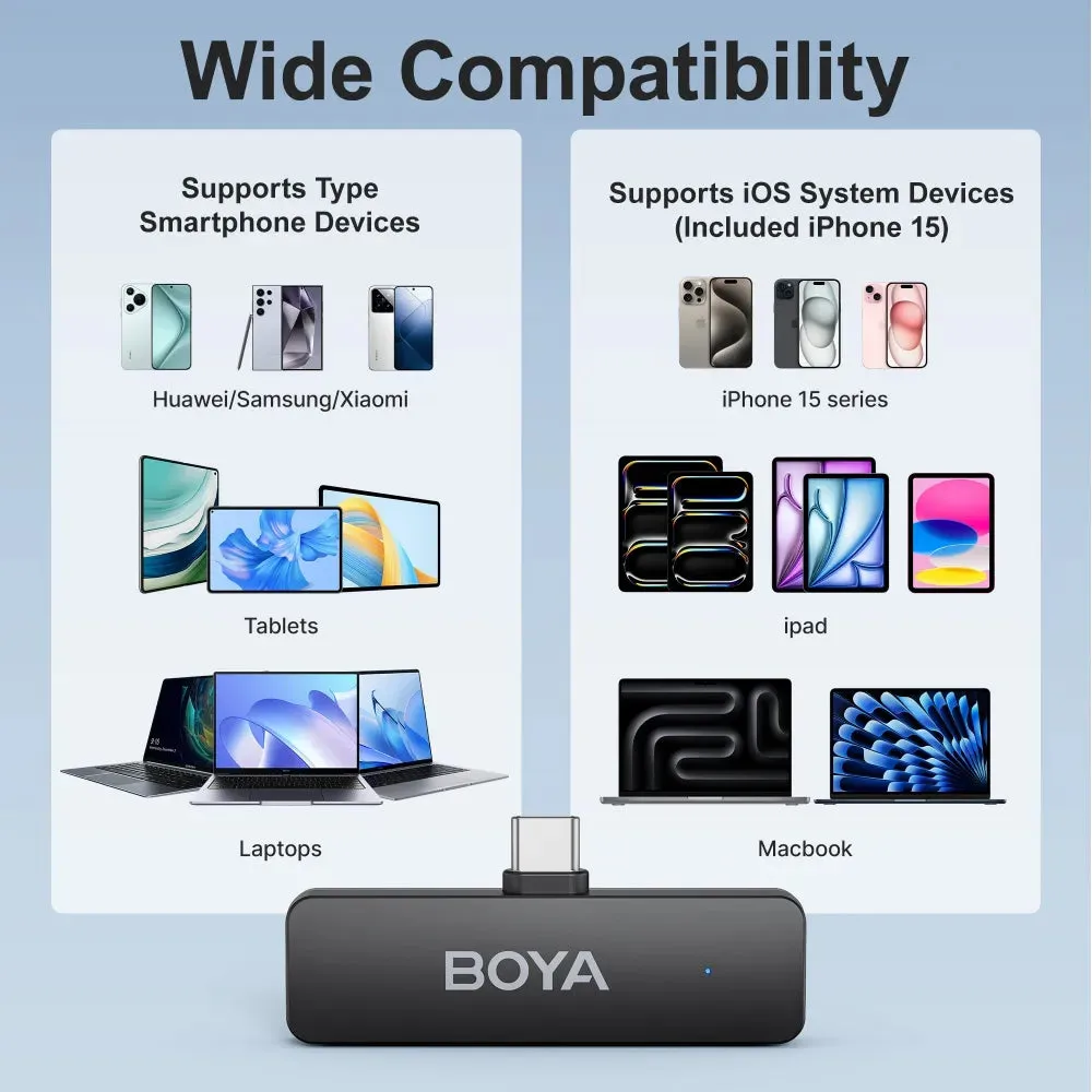 BOYA BY-V4, Condenser Wireless Lavalier Microphone (incl. 4 transmitters + 1 receiver + case), Black