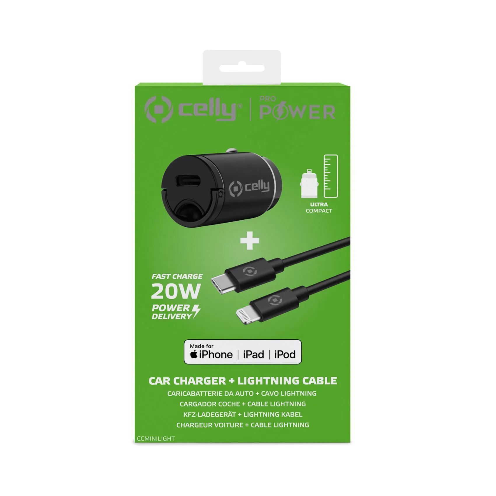 CELLY CCMINILIGHT, 1 x USB-C, 20W, PD 20W - Car Charger