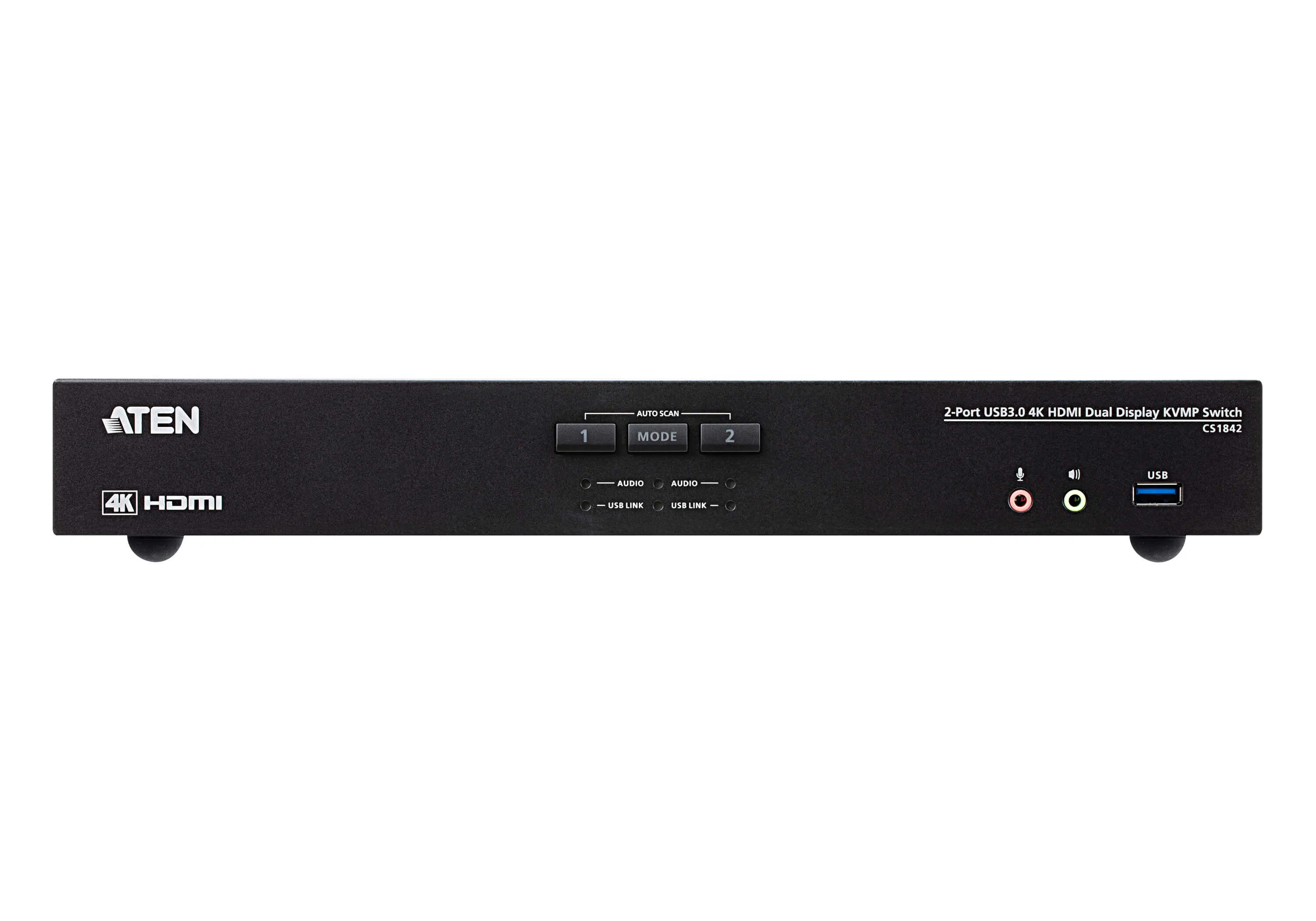 ATEN 2-Port True 4K HDMI Dual-View KVM Switch with Audio & USB 3.0 Hub