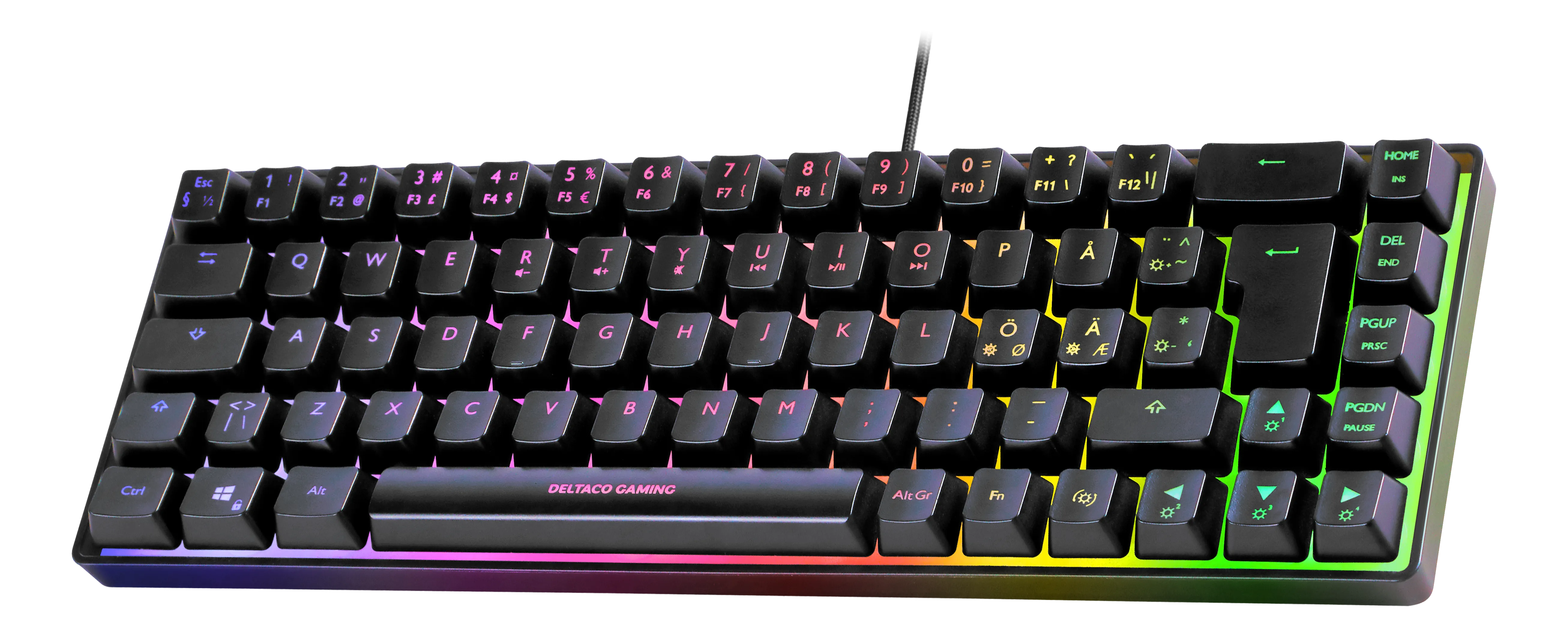 Deltaco Gaming DK240. 60%, membran switches, RGB - gaming keyboard, black