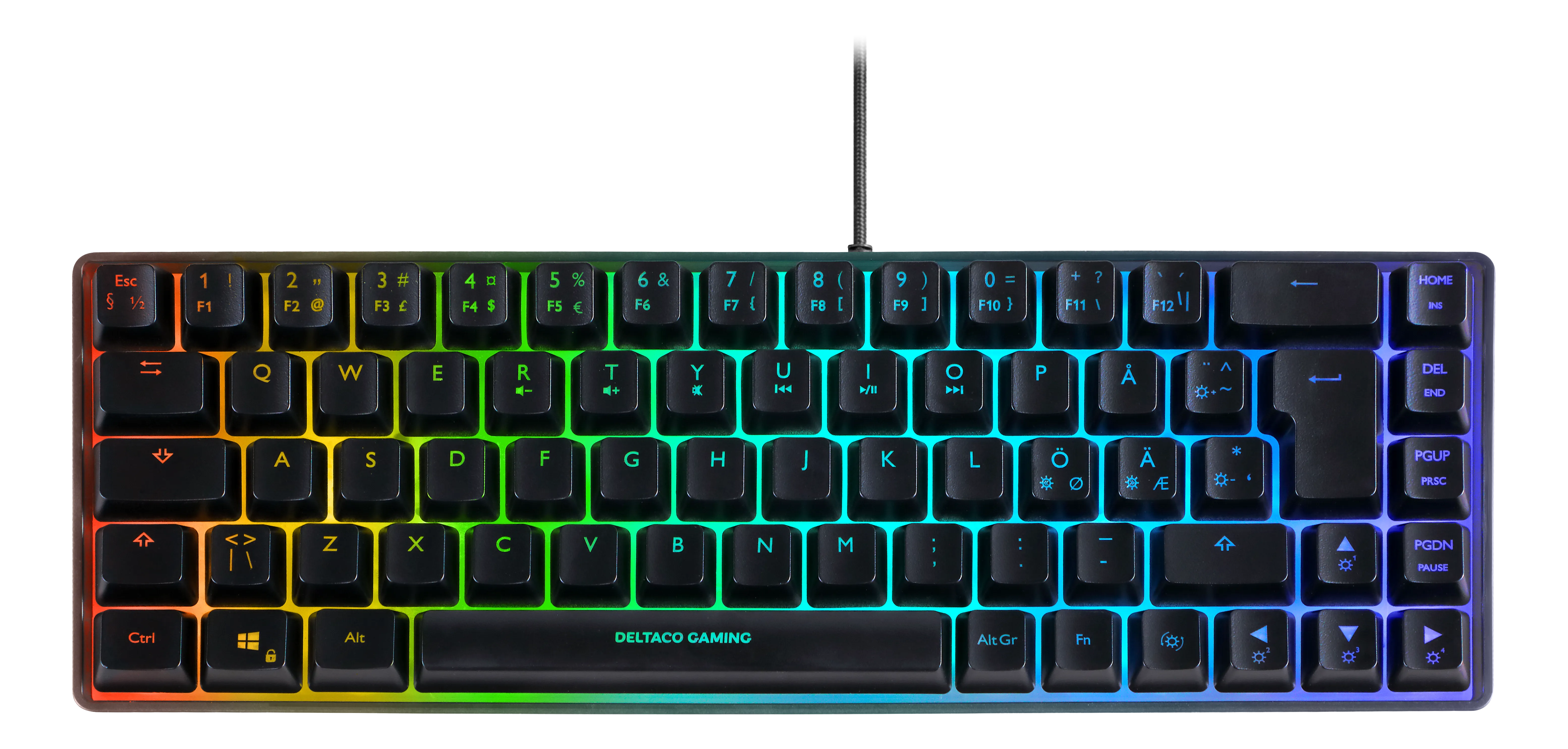 Deltaco Gaming DK240. 60%, membran switches, RGB - gaming keyboard, black