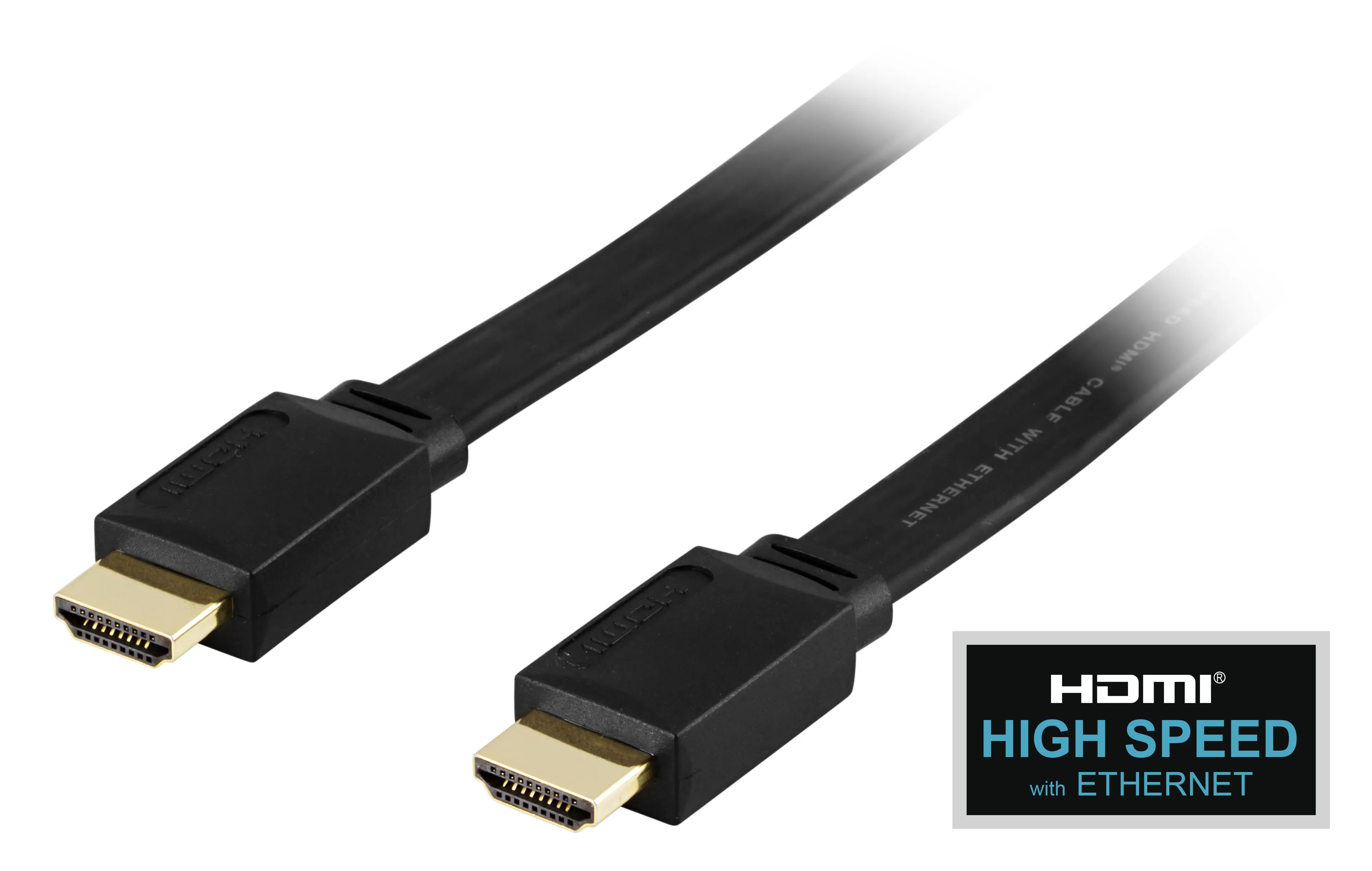 Deltaco HDMI Flat – HDMI 2.0 -kaapeli, 1,5m, Musta