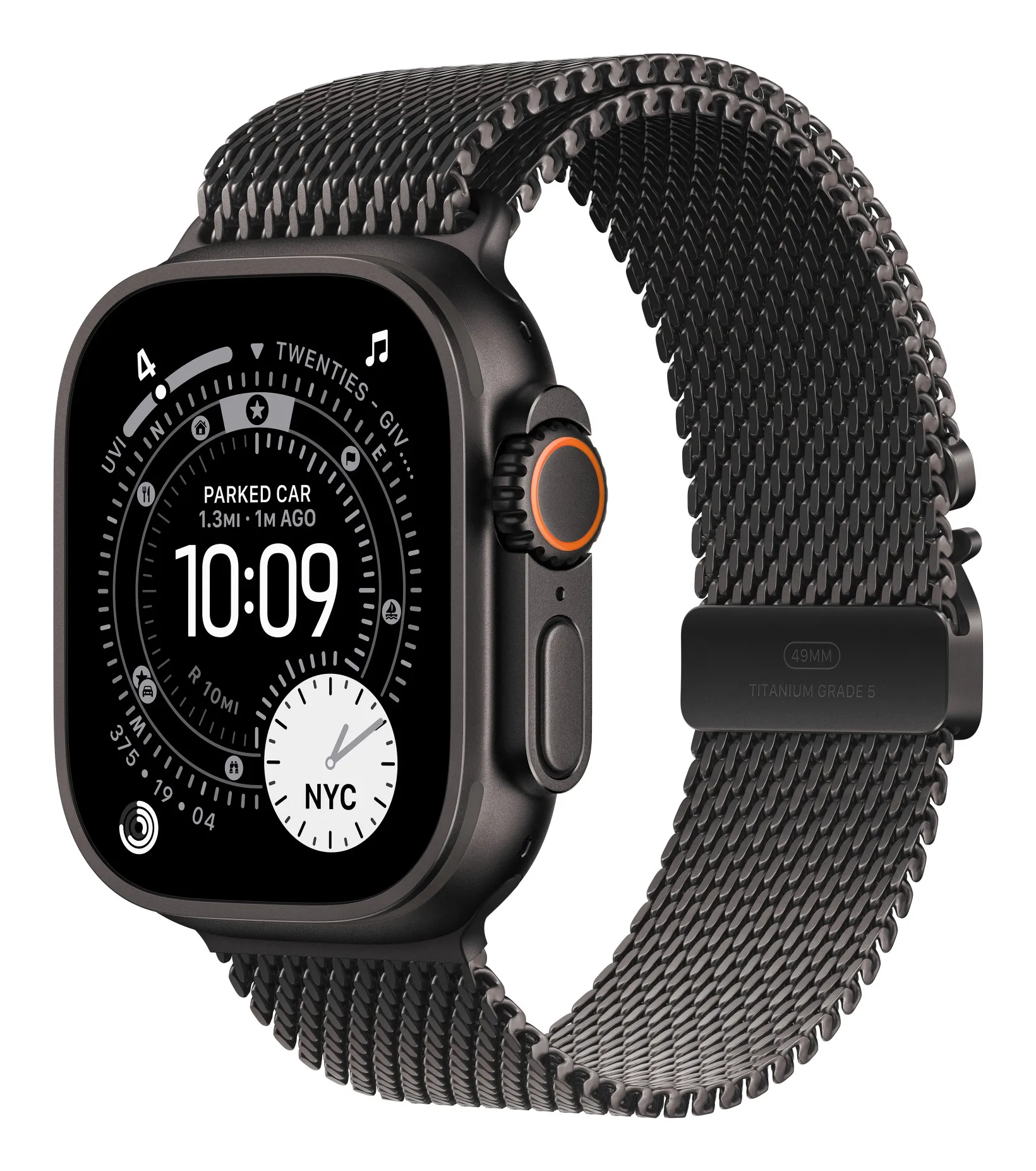 Apple Watch 49 mm Milanese Loop, Medium, Black Titanium Finish