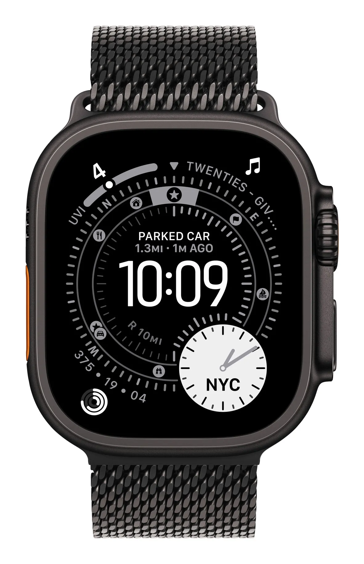 Apple Watch 49 mm Milanese Loop, Medium, Black Titanium Finish