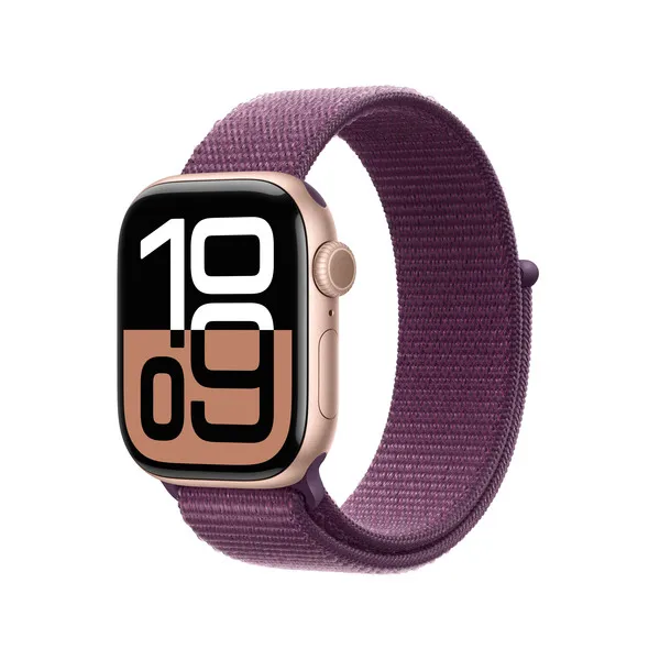 APPLE Watch Series 10 GPS 42mm Rose Gold Aluminium Case with Plum Sport Loop