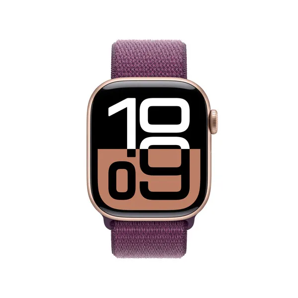 APPLE Watch Series 10 GPS 42mm Rose Gold Aluminium Case with Plum Sport Loop