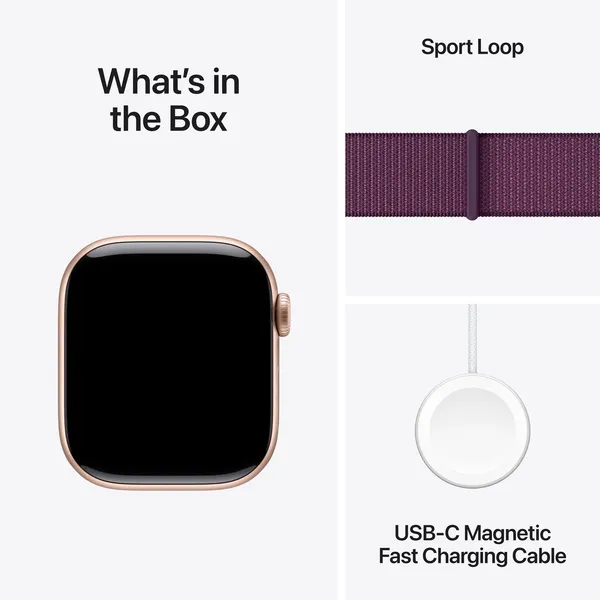 APPLE Watch Series 10 GPS 42mm Rose Gold Aluminium Case with Plum Sport Loop