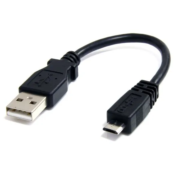 Startech  USB-A - Micro-USB B -kaapeli, 15 cm, Musta