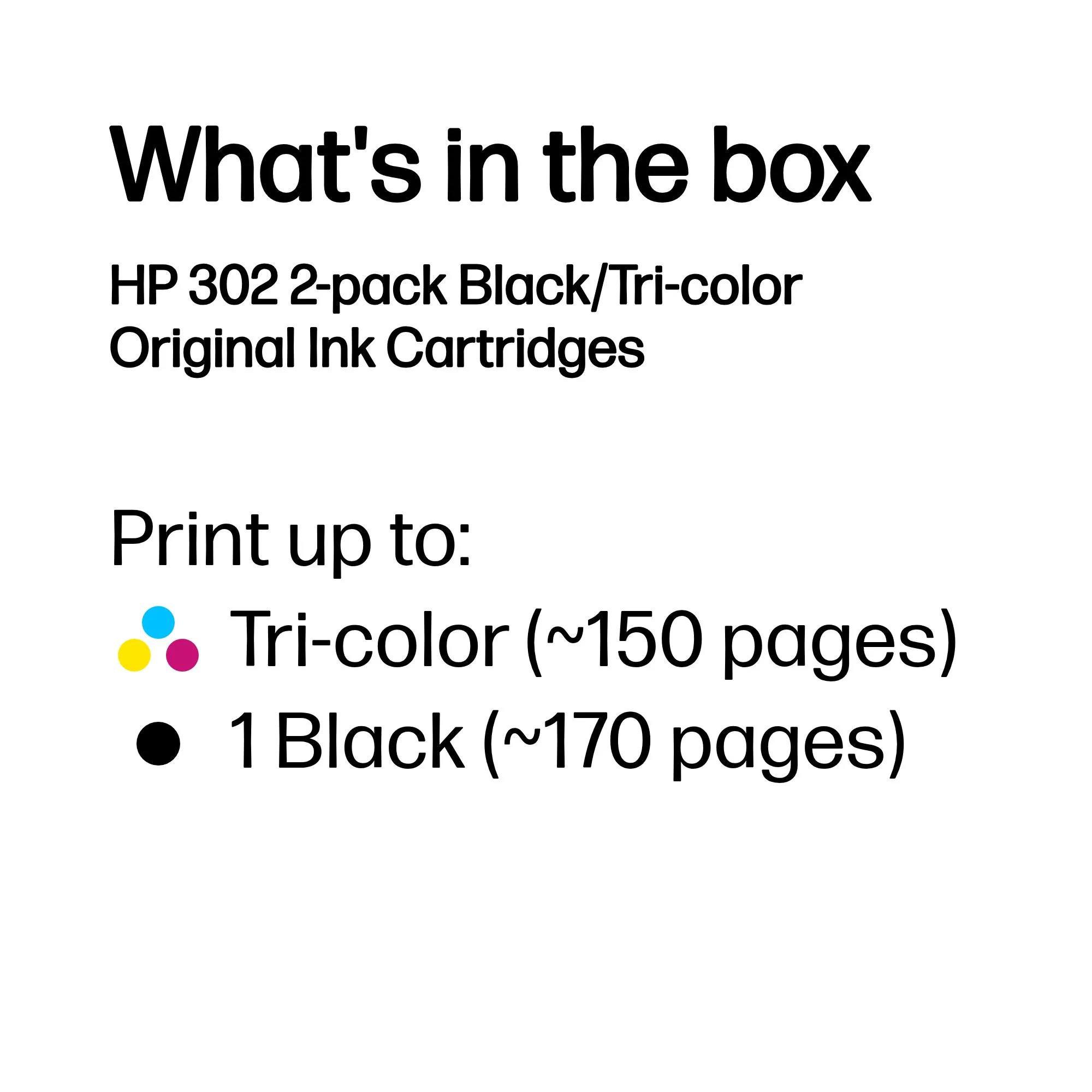 HP 302 kit med bl&auml;ckpatroner, svart/f&auml;rg, 2 st