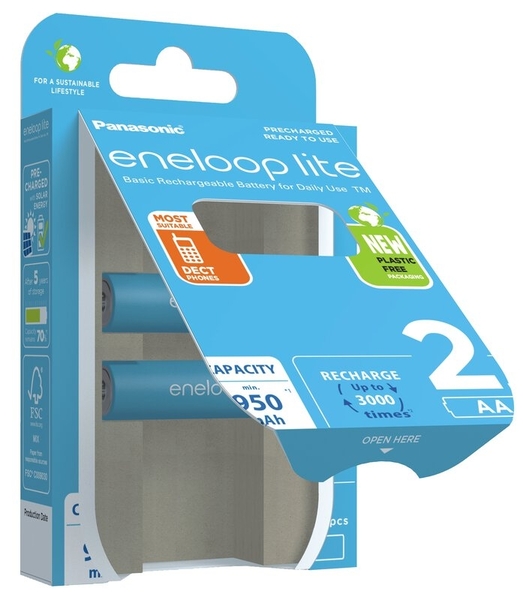 Panasonic Eneloop Lite AA-akku 950mAh 2kpl/pkt