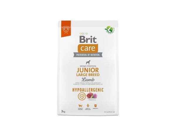 Brit Care Hypoallergenic Junior Large Breed Lamb, Dry food for dogs, 3kg