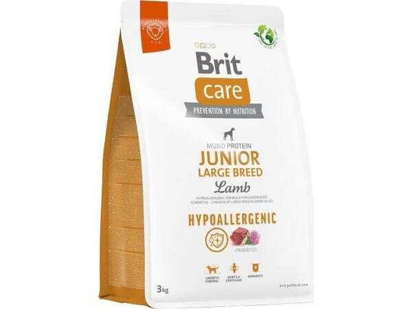 Brit Care Hypoallergenic Junior Large Breed Lamb, Koiran kuivaruoka, 3 kg